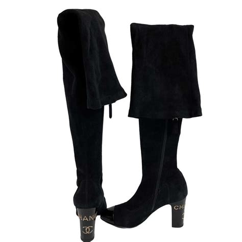 chanel 19a suede thigh high boots|Thigh boots .